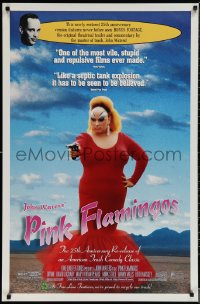 1w1096 PINK FLAMINGOS 1sh R1997 Divine, Mink Stole, John Waters, proud to recycle their trash!