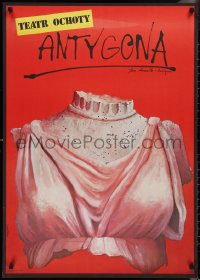 1w0090 ANTIGONE stage play Polish 26x37 1990s bizarre Andrzej Pagowski art of headless bust wearing dress!