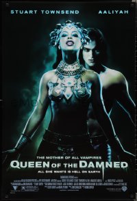 1w1112 QUEEN OF THE DAMNED 1sh 2001 close up of sexy vampire Aaliyah & Stuart Townsend!