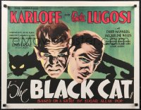 1w0075 BLACK CAT 22x28 REPRO poster 2010s great art of Bela Lugosi & Boris Karloff from half-sheet!