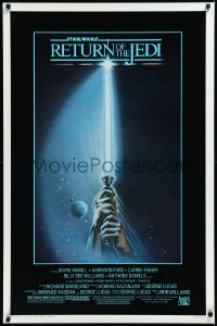 1w1128 RETURN OF THE JEDI 1sh 1983 George Lucas, art of hands holding lightsaber by Reamer!