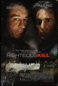 1w1136 RIGHTEOUS KILL advance 1sh 2008 cool image of Robert De Niro, Al Pacino and silenced gun!