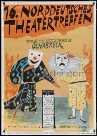 1w0011 16 NORDDEUTSCHES THEATERTREFFEN 33x47 German stage poster 1989 actors with theater masks!