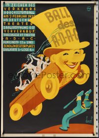 1w0025 ADAC KOSTUMBALL 1930 33x47 special poster 1930 best surreal Franz Paul Glass car art!