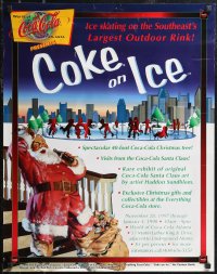 1w0234 COKE ON ICE 22x28 special poster 1997 Haddon Sundblom artwork of Santa drinking the cola!