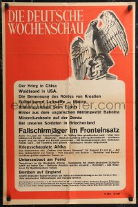 1w0235 DIE DEUTSCHE WOCHENSCHAU 19x28 German special poster 1942 Reichsadler Imperial Eagle & Swastika!
