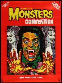 1w0237 FAMOUS MONSTERS CONVENTION 21x28 special poster 1974 cool horror artwork, world's first!