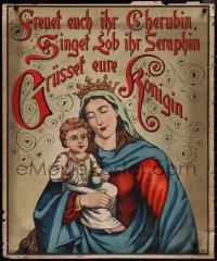 1w0239 FREUET EUCH IHR CHERUBIN 29x35 German special poster 1890s art of baby Jesus & Mother Mary!
