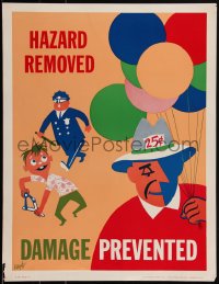 1w0149 HAZARD REMOVED DAMAGE PREVENTED 17x22 motivational poster 1950s art of police stopping boy!