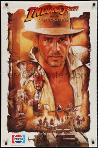 1w0242 INDIANA JONES & THE LAST CRUSADE 23x35 special poster 1989 art of Ford, Connery and cast by Drew!