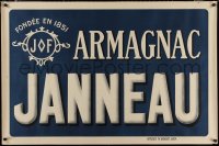 1w0009 JANNEAU 32x48 French advertising poster 1950s Armagnac brandy alcohol, cool art & crest!