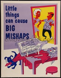 1w0150 LITTLE THINGS CAN CAUSE BIG MISHAPS 17x22 motivational poster 1950s ship-in-a-bottle & dog!