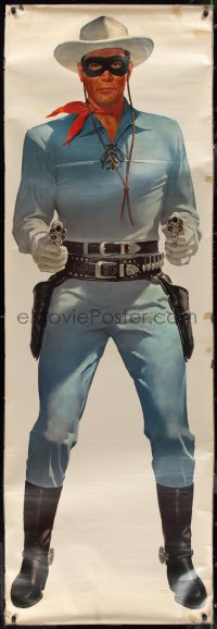 1w0032 LONE RANGER LAMINATED 25x75 special poster 1950s full-length art of masked hero Clayton Moore!