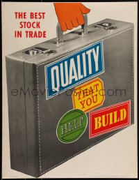 1w0152 QUALITY THAT YOU HELP BUILD 17x22 motivational poster 1950s art of a briefcase with stickers!
