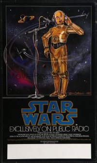 1w0073 STAR WARS RADIO DRAMA radio poster 1981 art of C-3PO at microphone by Celia Strain!