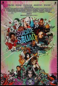 1w1191 SUICIDE SQUAD advance DS 1sh 2016 Smith, Leto as the Joker, Robbie, Kinnaman, cool art!
