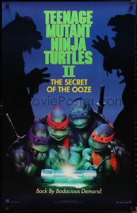 1w1197 TEENAGE MUTANT NINJA TURTLES II teaser 25x39 1sh 1991 Secret of the Ooze, borderless design!