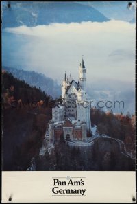 1w0162 PAN AM'S GERMANY 28x42 travel poster 1980s image of Neuschwanstein Castle in Bavaria!