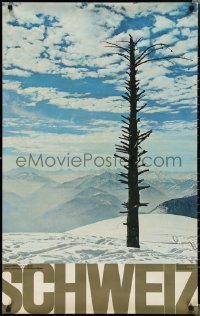 1w0164 SCHWEIZ 25x40 Swiss travel poster 1960s great image of limbless tree in the Alps!