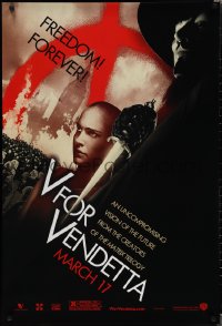 1w1222 V FOR VENDETTA teaser 1sh 2005 Wachowskis, Natalie Portman, Hugo Weaving, city in flames!
