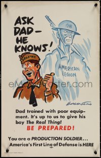 1w0230 PRODUCTION SOLDIER ask dad style 14x22 WWII war poster 1941 Hungerford art!