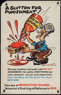 1w0232 PRODUCTION SOLDIER glutton style 14x22 WWII war poster 1941 Hungerford art!