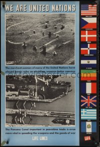 1w0214 WE ARE UNITED NATIONS 27x39 WWII war poster 1944 photographs taken from Life magazine!