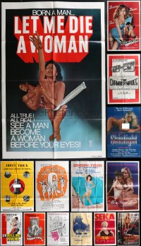 1x0254 LOT OF 28 FOLDED SEXPLOITATION ONE-SHEETS 1970s-1980s sexy images with partial nudity!