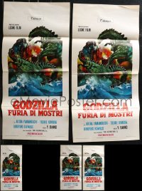1x0482 LOT OF 5 FOLDED GODZILLA VS. THE SMOG MONSTER ITALIAN LOCANDINAS 1971 great art w/Hedora!
