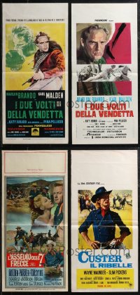 1x0850 LOT OF 4 FORMERLY FOLDED COWBOY WESTERN 13X27 ITALIAN LOCANDINAS 1950s-1970s cool images!