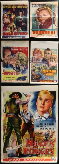 1x0801 LOT OF 5 FOLDED BELGIAN POSTERS 1950s great images from a variety of different movies!
