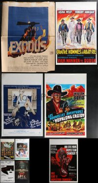1x0799 LOT OF 9 MOSTLY FORMERLY FOLDED BELGIAN POSTERS 1960s-1980s a variety of movie images!