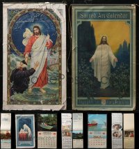 1x0149 LOT OF 5 CALENDARS 1920s-1970s three with religious artwork, two with fishing photos!