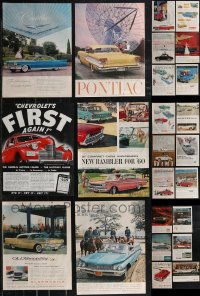 1x0554 LOT OF 33 CAR MAGAZINE ADS 1950s-1960s Pontiac, Chevrolet, Ford, Oldsmobile & more!