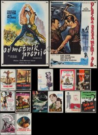 1x0902 LOT OF 15 FORMERLY FOLDED YUGOSLAVIAN POSTERS 1950s-1970s a variety of movie images!