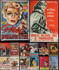 1x0903 LOT OF 14 FORMERLY FOLDED YUGOSLAVIAN POSTERS 1960s-1970s a variety of cool movie images!