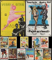 1x0904 LOT OF 13 FORMERLY FOLDED YUGOSLAVIAN POSTERS 1950s-1970s a variety of cool movie images!