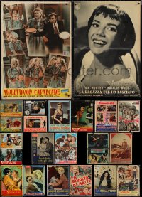 1x0884 LOT OF 22 FORMERLY FOLDED 19X27 ITALIAN PHOTOBUSTAS 1950s-1960s cool movie images!
