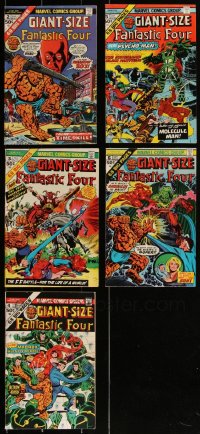 1x0740 LOT OF 5 GIANT SIZE FANTASTIC FOUR COMIC BOOKS 1970s Invisible Woman, Human Torch, Thing!