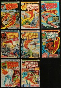 1x0739 LOT OF 8 HUMAN TORCH COMIC BOOKS 1970s Marvel Comics hero, Fantastic Four, 25 cent covers!