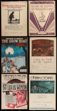 1x0583 LOT OF 6 AFRICAN-AMERICAN RELATED SHEET MUSIC 1910s-1940s Here Comes the Show Boat & more!