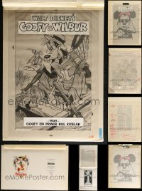 1x0933 LOT OF 5 WALT DISNEY PROOF POSTERS MOUNTED ON BOARDS 1980s Mickey, Goofy & Pinocchio!