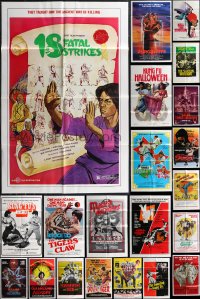 1x0260 LOT OF 24 FOLDED KUNG-FU ONE-SHEETS 1970s-1980s great images from martial arts movies!