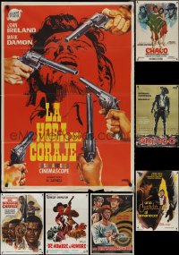 1x0469 LOT OF 8 FOLDED COWBOY WESTERN SPANISH POSTERS 1960s-1970s cool different artwork!
