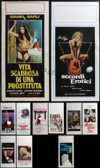 1x0842 LOT OF 11 UNFOLDED & FORMERLY FOLDED SEXPLOITATION ITALIAN LOCANDINAS 1970s-1990s w/nudity!