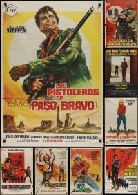 1x0468 LOT OF 9 FOLDED COWBOY WESTERN SPANISH POSTERS 1960s-1970s cool different artwork!