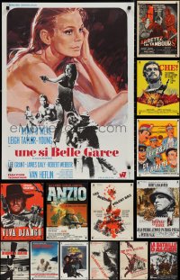 1x0999 LOT OF 15 FORMERLY FOLDED FRENCH 23X32 POSTERS 1960s-1970s a variety of cool movie images!