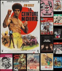 1x1000 LOT OF 14 FORMERLY FOLDED FRENCH 23X32 POSTERS 1960s-1970s a variety of cool movie images!