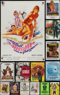 1x0997 LOT OF 18 FORMERLY FOLDED FRENCH 23X32 POSTERS 1960s-1970s a variety of cool movie images!