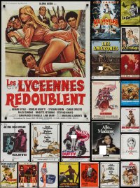 1x0993 LOT OF 22 FORMERLY FOLDED FRENCH 23X32 POSTERS 1960s-1990s a variety of cool movie images!